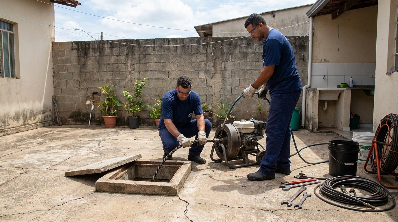 Desentupimento de esgoto residencial em Feira de Santana‑BA