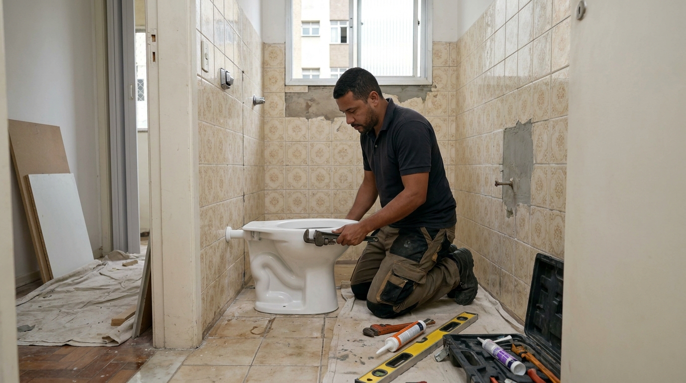 Instalação de vaso sanitário profissional em Feira de Santana‑BA